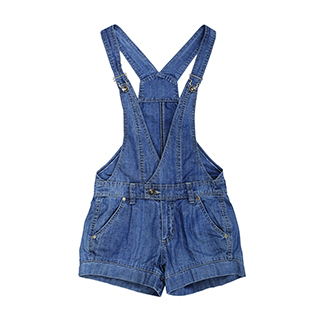 Image of denim overall shorts